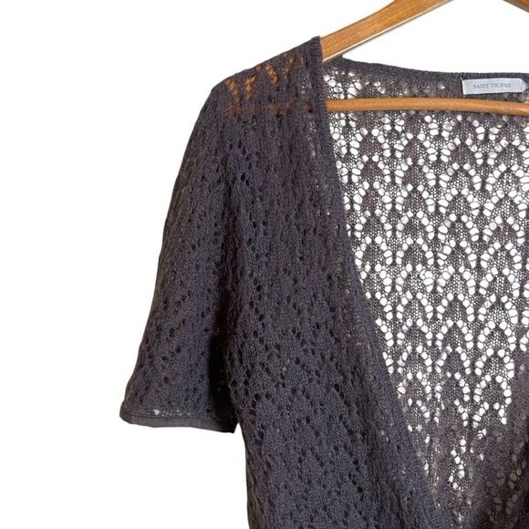 Saint Tropez mohair blend light brown‎ tie cardigan - Picture 2 of 9